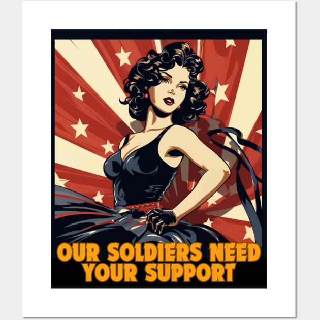 Pin up Girl - Our soldiers need your support Wall Art by LollipopINC